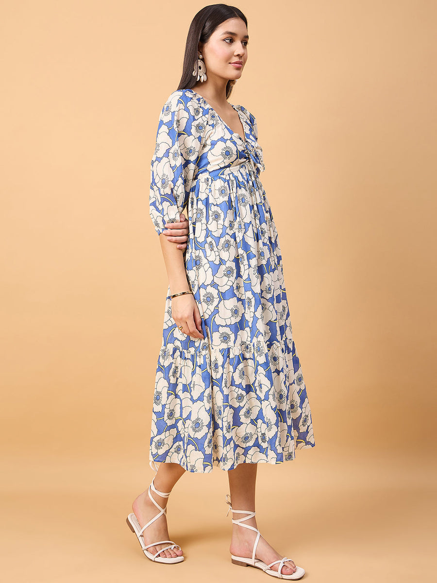 COTTON A LINE FLORAL PRINT DRESS